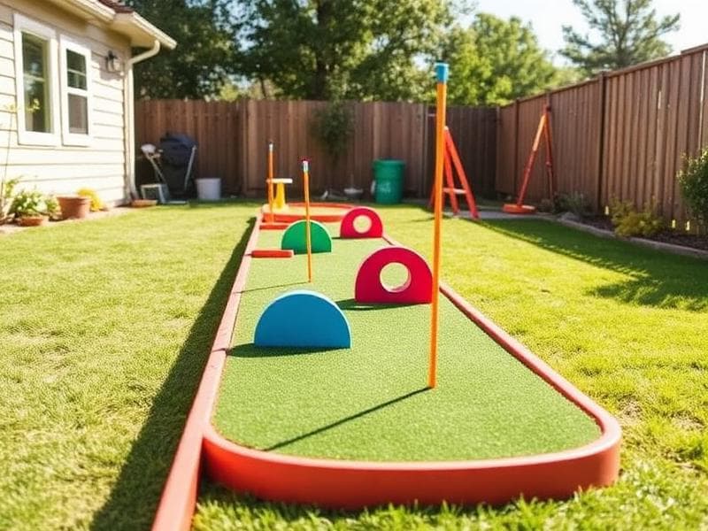 Backyard mini golf setup rental from Lollipop Event Rentals in Folsom, CA