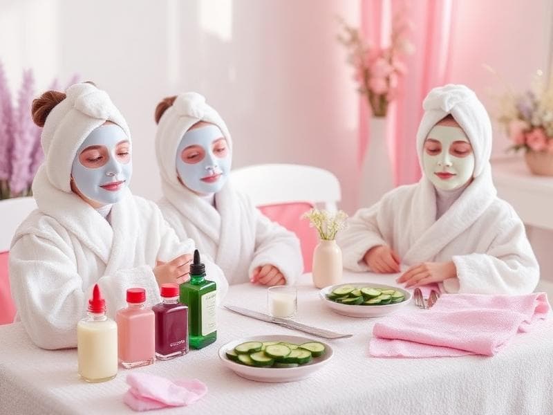 Kids spa party setup with robes and pampering stations from Lollipop Event Rentals